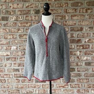 Christopher & Banks Hand Crochet Gray Half Zip Pullover Sweater Sz M